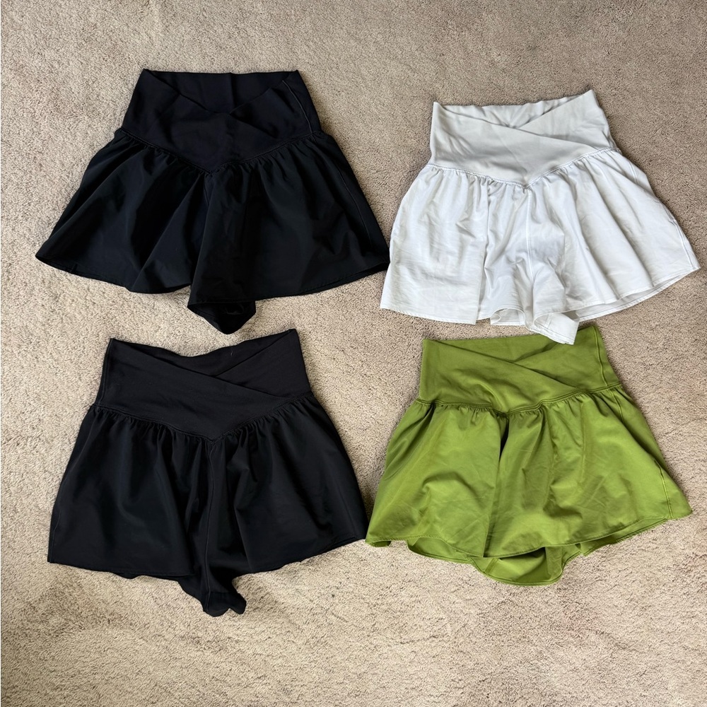 Aerie Athletic Shorts in Black, White, and Green